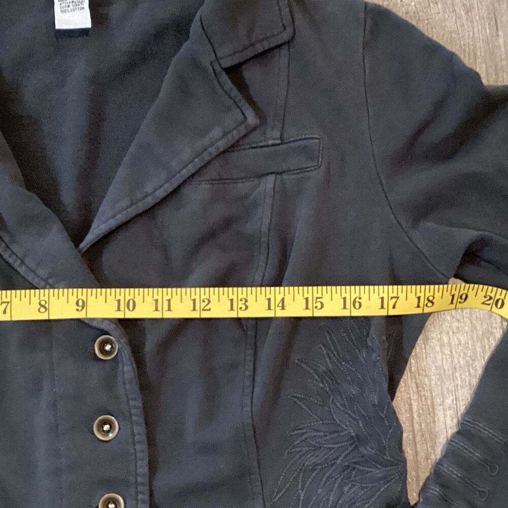 Soft Surroundings Tallulah Military Jacket Sweater Size Medium Embroidered Gray - Picture 8 of 11